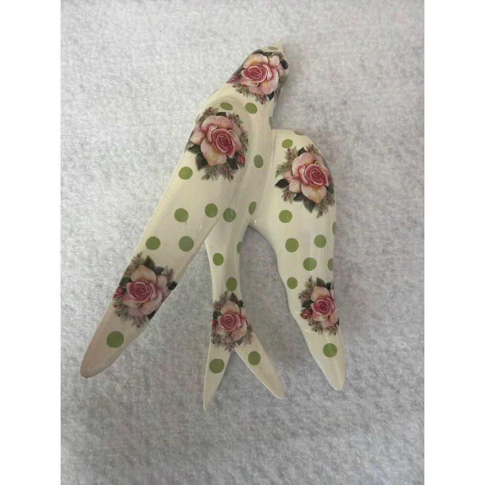MacKenzie-Childs Ceramic Wildflower Swallowtail Wall Decor Set of 3 Polka Dot 6" - Picture 5 of 11